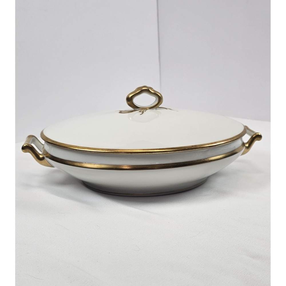 Theodore Haviland Limoges France Oval Serving Dish W Lid Gold Trim